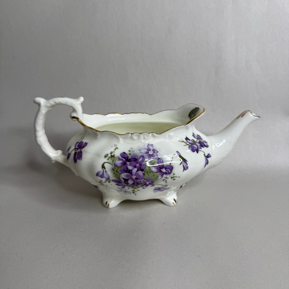 Hammersley Bone China Victorian Violets Tea Pot Creamer Spout Purple Floral Gold